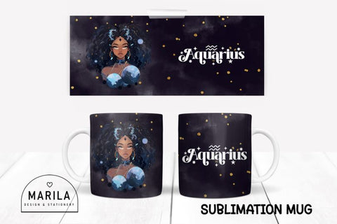 Aquarius Zodiac Sign mug sublimation design Sublimation Marilakits 