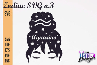 Aquarius Zodiac SVG |Zodiac Signs SVG Design | Astrology Design SVG The T Store Design 