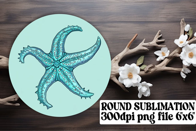 Aquatic Nautical Circle Sublimation - Watercolor Keychain Coasters Sublimation afrosvg 