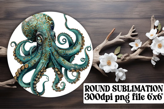 Aquatic Watercolor Circle Designs - Sublimation Fish Keychain Coasters Sublimation afrosvg 