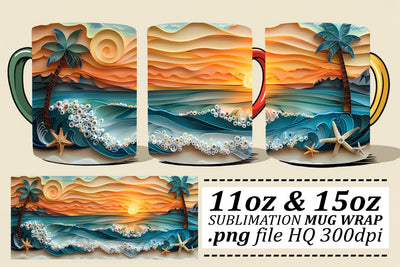 Aquatic Wonder Mug Wrap Sublimation 11oz 15oz Sublimation afrosvg 