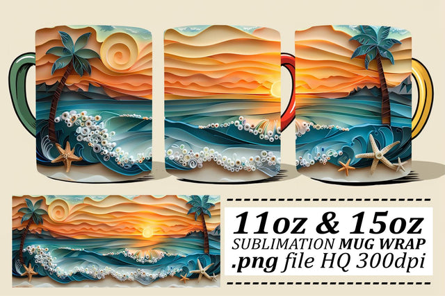 Aquatic Wonder Mug Wrap Sublimation 11oz 15oz Sublimation afrosvg 