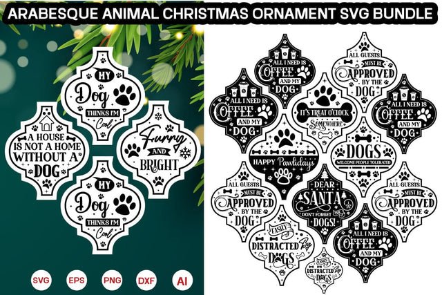 Arabesque Animal Christmas Ornament SVG Bundle SVG DesignPlante 503 