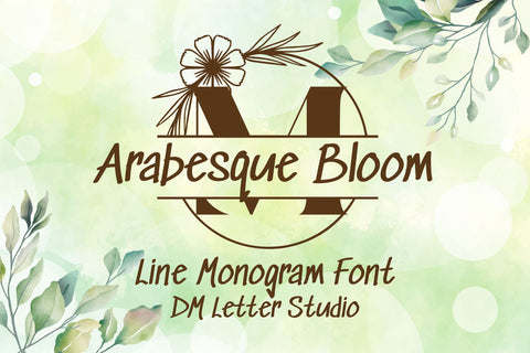 Arabesque Bloom Split Monogram Font Dm Letter Studio 