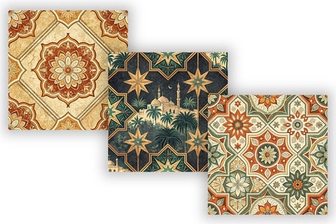 Arabesque Geometric Tile Digital Paper, Seamless Boho Neutral Pattern, Pack Printable Scrapbook Paper, Moroccan Design Terracotta Bundle Digital Pattern FloridPrintables 
