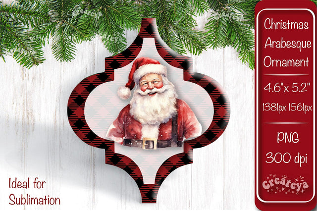 Arabesque tile Christmas ornament Sublimation Watercolor Santa PNG Sublimation Createya Design 
