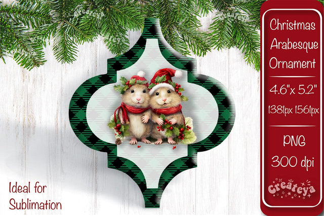 Arabesque tiles Christmas ornament Sublimation Watercolor Christmas Baby Animal PNG Sublimation Createya Design 