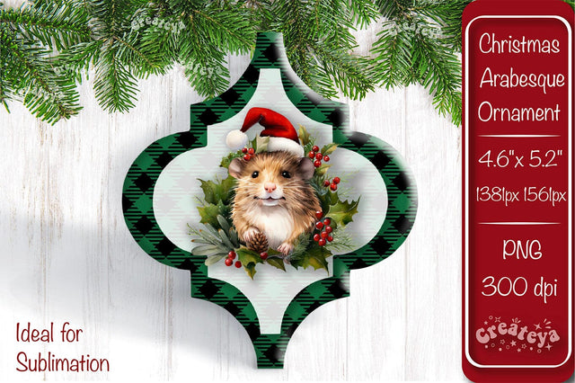 Arabesque tiles Christmas ornament Sublimation Watercolor Christmas Baby Animal PNG Sublimation Createya Design 