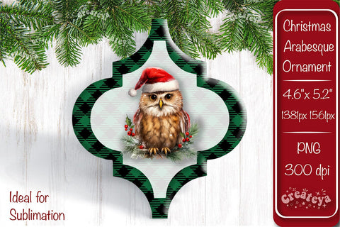 Arabesque tiles Christmas ornament Sublimation Watercolor Christmas Baby Animal PNG Sublimation Createya Design 