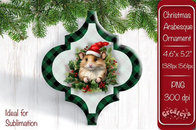 Arabesque tiles Christmas ornament Sublimation Watercolor Christmas Baby Animal PNG Sublimation Createya Design 