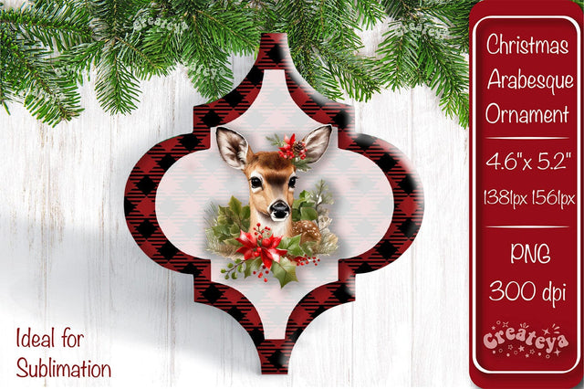 Arabesque tiles Christmas ornament Sublimation Watercolor Christmas Baby Animal PNG Sublimation Createya Design 