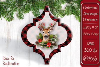 Arabesque tiles Christmas ornament Sublimation Watercolor Christmas Baby Animal PNG Sublimation Createya Design 