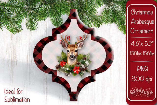 Arabesque tiles Christmas ornament Sublimation Watercolor Christmas Baby Animal PNG Sublimation Createya Design 