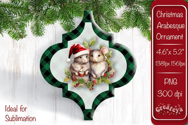 Arabesque tiles Christmas ornament Sublimation Watercolor Christmas Baby Animal PNG Sublimation Createya Design 