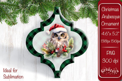 Arabesque tiles Christmas ornament Sublimation Watercolor Christmas Baby Animal PNG Sublimation Createya Design 