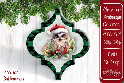 Arabesque tiles Christmas ornament Sublimation Watercolor Christmas Baby Animal PNG Sublimation Createya Design 
