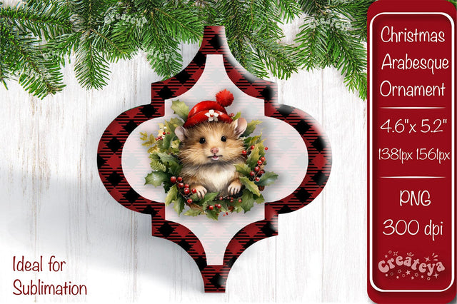Arabesque tiles Christmas ornament Sublimation Watercolor Christmas Baby Animal PNG Sublimation Createya Design 