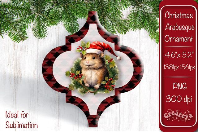 Arabesque tiles Christmas ornament Sublimation Watercolor Christmas Baby Animal PNG Sublimation Createya Design 