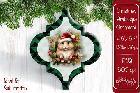 Arabesque tiles Christmas ornament Sublimation Watercolor Christmas Baby Animal PNG Sublimation Createya Design 