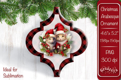 Arabesque tiles Christmas ornament Sublimation Watercolor Christmas Baby Animal PNG Sublimation Createya Design 