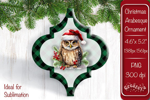 Arabesque tiles Christmas ornament Sublimation Watercolor Christmas Baby Animal PNG Sublimation Createya Design 