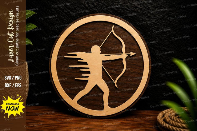 Archer Silhouette Round Ornament Laser Cut SVG File SVG Regulrcrative 