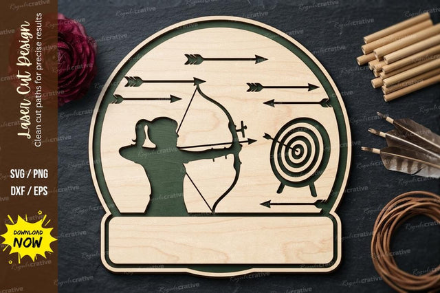 Archer Target Round Frame SVG Laser Cut Design | Archery Sports Pattern SVG Regulrcrative 