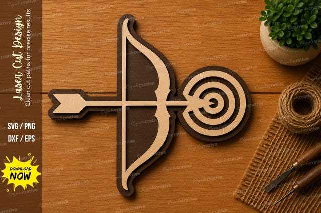 Archery Bow and Arrow Target Laser Cut SVG File SVG Regulrcrative 