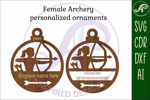 Archery female personalized Christmas Ornament SVG SVG APInspireddesigns 