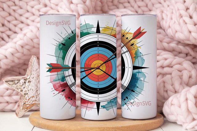 Archery Target 20oz Tumbler Wrap Sublimation DesignSVG 