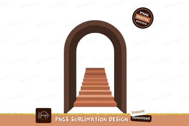 Archway staircase ascent steps brown Sublimation Designangry 