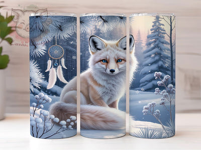 Arctic Fox Christmas Tumbler, White Fox Wrap, Holiday Fox Sublimation, 20oz Arctic Tumbler, Festive Fox Art, Winter Fox Mug, Seasonal Holiday Cup Sublimation Lara' s Designs 