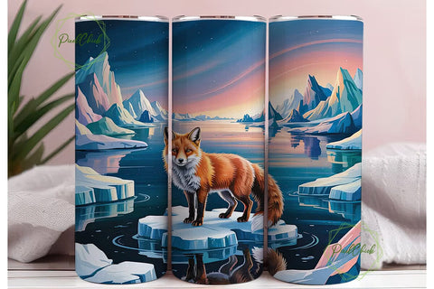 Arctic Fox Twilight 20oz Tumbler Wrap Sublimation PixelChick 