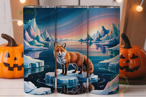 Arctic Fox Twilight 20oz Tumbler Wrap Sublimation PixelChick 