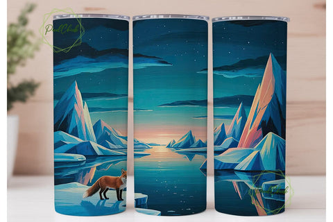 Arctic Fox Twilight 20oz Tumbler Wrap Sublimation PixelChick 