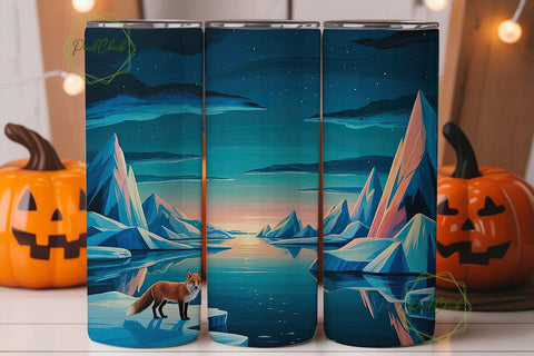 Arctic Fox Twilight 20oz Tumbler Wrap Sublimation PixelChick 
