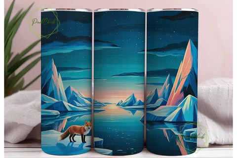 Arctic Fox Twilight 20oz Tumbler Wrap Sublimation PixelChick 