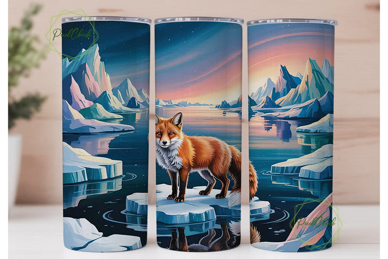 Arctic Fox Twilight 20oz Tumbler Wrap Sublimation PixelChick 
