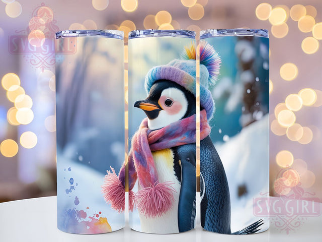 Arctic Penguin Winter Tumbler Wrap, Cute Penguin Art, Winter Animal Pattern, Antarctic Gift Cup, Penguin Lover Present, Cold Weather Friend, Marine Bird Tumbler Sublimation SvggirlplusArt 