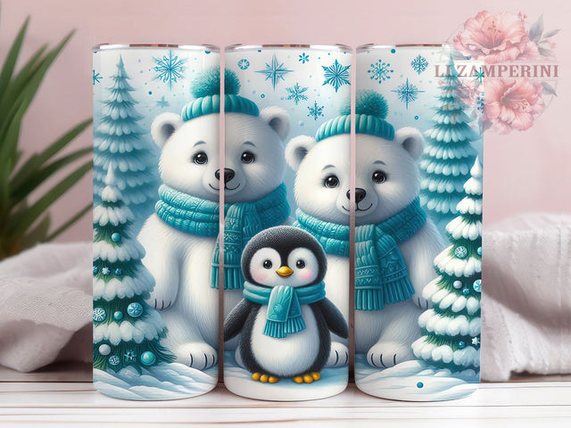 Arctic Polar Bear Penguin Tumbler, Penguin Christmas Wrap, Holiday Mug Design, Sublimation Wrap, Festive Drinkware, Cute Winter Gift, Arctic Christmas Cup Sublimation Li Zamperini 
