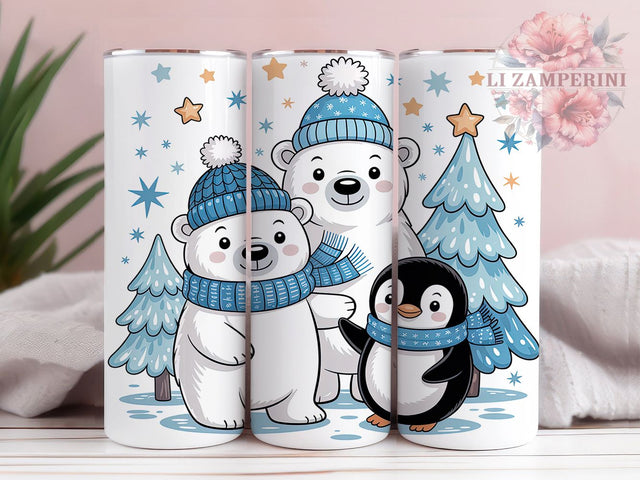 Arctic Polar Bear Penguin Tumbler, Penguin Christmas Wrap, Holiday Mug Design, Sublimation Wrap, Festive Drinkware, Cute Winter Gift, Arctic Christmas Cup Sublimation Li Zamperini 
