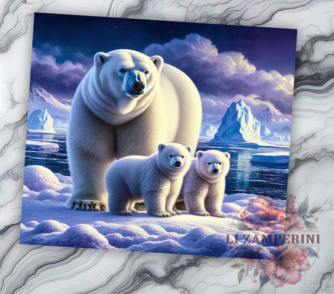 Arctic Polar Bear Tumbler Wrap, Polar Bears, Tumbler Wrap, Sublimation Design, Arctic Animals, Winter Decor, Wildlife Gift, Cute Animal Art Sublimation Li Zamperini 