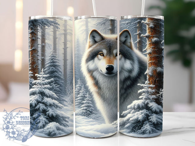 Arctic Snow Wolf Winter Tumbler, Winter Animal Wrap, 20oz Tumbler Sublimation, Arctic Wilderness Design, White Fur Predator Sublimation, Frozen Forest Tumbler, Icy Wolf Spirit Wrap Sublimation ToriDesigns 