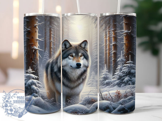 Arctic Snow Wolf Winter Tumbler, Winter Animal Wrap, 20oz Tumbler Sublimation, Arctic Wilderness Design, White Fur Predator Sublimation, Frozen Forest Tumbler, Icy Wolf Spirit Wrap Sublimation ToriDesigns 