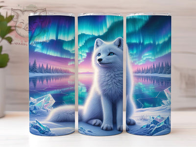Arctic Winter Fox Tumbler, Snow Fox Pattern, Arctic Fox Design, 20Oz Sublimation Wrap, Frosty Wildlife Art, Winter Forest Texture, Tumbler Sublimation Sublimation Lara' s Designs 