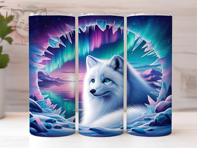 Arctic Winter Fox Tumbler, Snow Fox Pattern, Arctic Fox Design, 20Oz Sublimation Wrap, Frosty Wildlife Art, Winter Forest Texture, Tumbler Sublimation Sublimation Lara' s Designs 