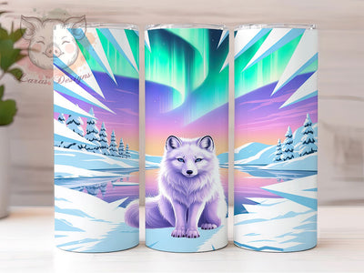 Arctic Winter Fox Tumbler, Snow Fox Pattern, Arctic Fox Design, 20Oz Sublimation Wrap, Frosty Wildlife Art, Winter Forest Texture, Tumbler Sublimation Sublimation Lara' s Designs 