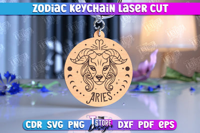 Aries Keychain Laser Cut | Astrology Design | Zodiac Sign | CNC File SVG The T Store Design 