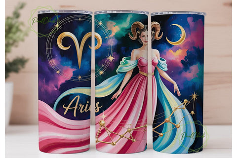 Aries Zodiac Galaxy 20oz Tumbler Wrap Sublimation PixelChick 