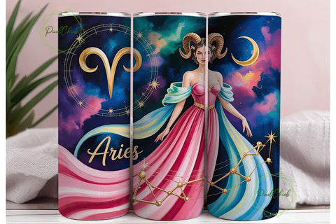 Aries Zodiac Galaxy 20oz Tumbler Wrap Sublimation PixelChick 